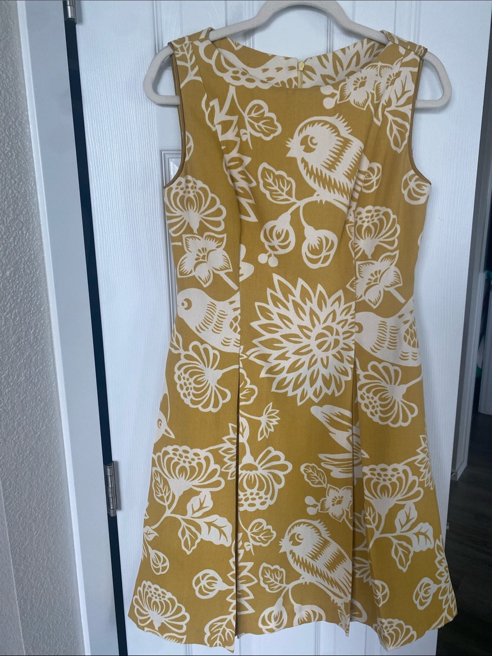 CUSTOM 1950 Yellow Floral Fit & Flare Dress with Satin Slip & Hidden Pockets SzM - Picture 3 of 16